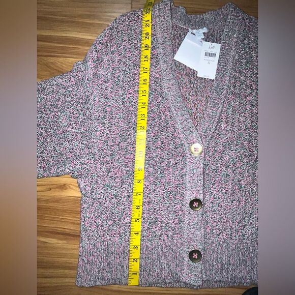 J. Jill Rosepetalm long sleeve button up cardigan chunky Boho Pink green size s - Picture 4 of 7